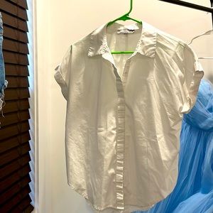 Button up white shirt with slit in back